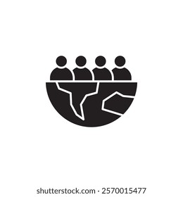 World population icon black and white vector outline sign