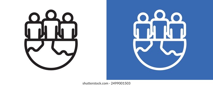 World population icon logo sign set vector outline