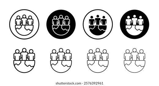 World population icon logo sign set vector outline