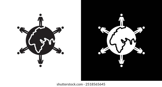 World population icon Vector flat thin line illustration