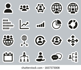World Population Icons Black & White Sticker Set Big