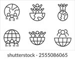 World population linear icon set. Global society. vector illustration on white background