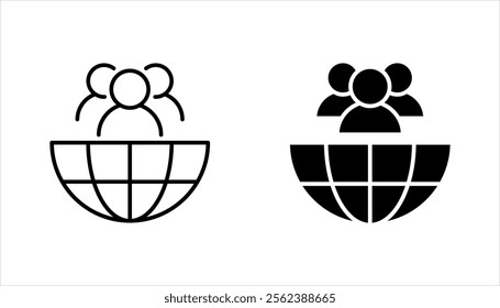World population linear icon set. Global society. vector illustration on white background