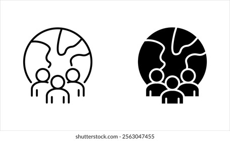 World population linear icon set. Global society. vector illustration on white background