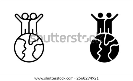 World population linear icon set. Global society. vector illustration on white background