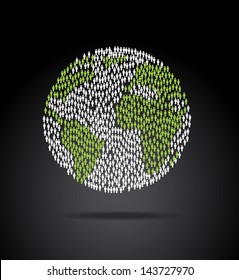 World Population Over Black Background Vector Illustration