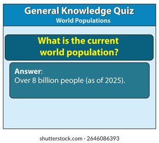 World population quiz general knowledge questions and answers for geography trivia and education test