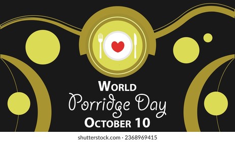 World Porridge Day vector banner design with geometric shapes and vibrant colors on a horizontal background. Happy World Porridge Day modern minimal poster.