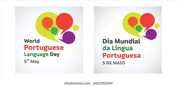 World Portuguese Language Day in English and Portuguese language Typography Wishes Template Vector Design. 5th May