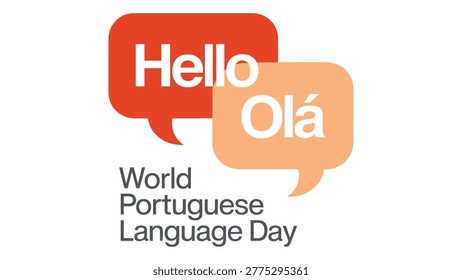world portuguese language day hello and olá speech bubbles typography design for communication education banner poster social media