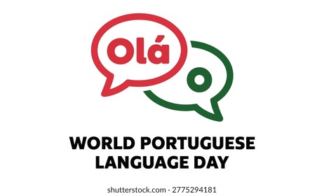 world portuguese language day speech bubbles with olá greeting typography design for communication education banner poster