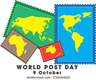 World Post Day 9 october Vector Logo World Map