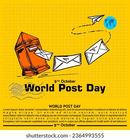 World Post Day, 9 October, poster and banner vector