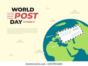 World post day background with letter on earth celebrated on october 9th.