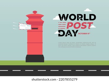 World post day background with red box celebrated on october 9th.