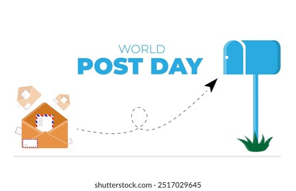 World Post Day Background Which is Celebrated on October 9 with Mail Box, Map, Letter for Greeting, Poster, Profile Photo