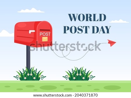 World Post Day Background Which is Celebrated on October 9 with Mail Box, Map, Bird or Letter for Greeting, Poster, Profile Photo. Vector Illustration
