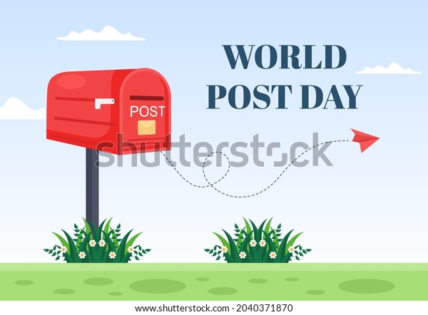 World Post Day Background Which is\
Celebrated on October 9 with Mail Box, Map, Bird or Letter for\
Greeting, Poster, Profile Photo. Vector\
Illustration