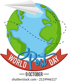 World Post Day banner with earth globe illustration