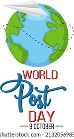 World Post Day banner with earth globe  illustration
