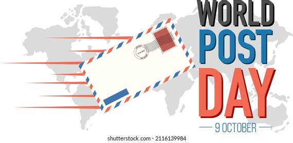 World Post Day banner with an envelope  illustration