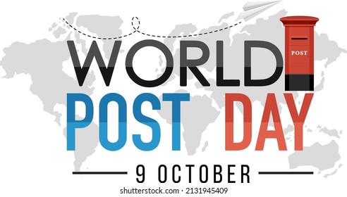 Bandera del Día Mundial del Post con ilustración de fondo de un mapa mundial