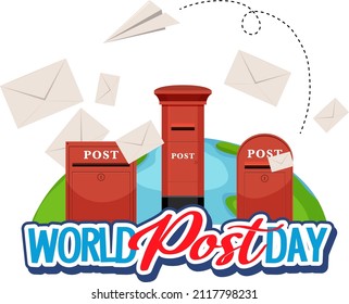 World Post Day banner with postboxes illustration