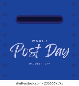 World post day. Blue post box vector illustration. Suitable for templates, greeting cards, web, social media etc