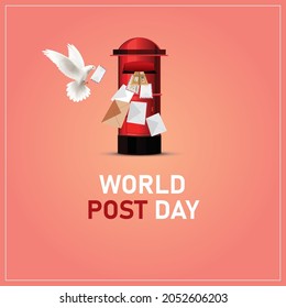 World Post Day. post box with letter design