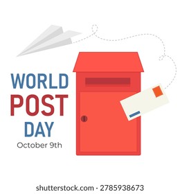 World Post Day is celebrated annually in October. The concept of informing about the holiday. Simple design for greeting cards, banners or printed publications. Vector illustration