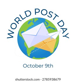 World Post Day is celebrated annually in October. The concept of informing about the holiday. Simple design for greeting cards, banners or printed publications. Vector illustration