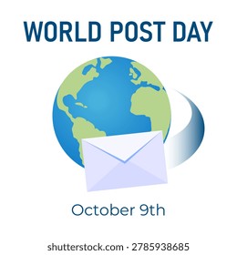 World Post Day is celebrated annually in October. The concept of informing about the holiday. Simple design for greeting cards, banners or printed publications. Vector illustration