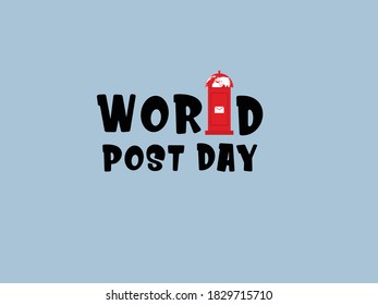 world post day concept. red post-box & text. vector illustration.