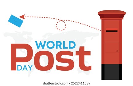 Diseño del Día Mundial del Correo para publicación en redes sociales, Diseño plano, Ilustración vectorial para el Día Mundial del Correo, Ilustración vectorial de la caja de correos