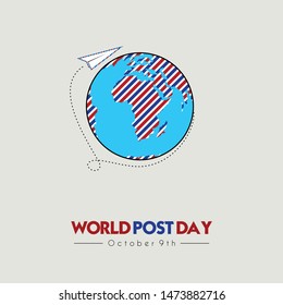 World Post Day with Flying paper on the world