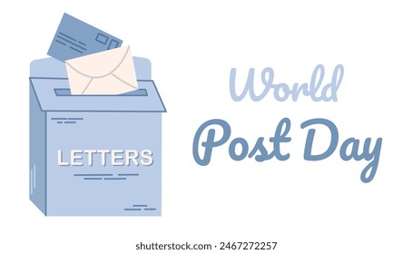 World Post Day horizontal banner. Hand drawn vector illustration of vintage mailbox. - Powered by Shutterstock - Get 15% off with code: PIKWIZARD15