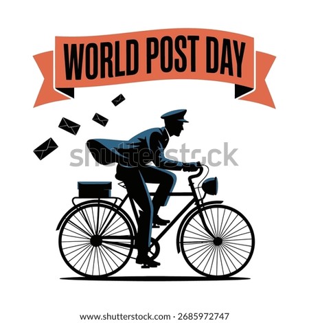 World Post Day Illustration of a Mailman on a Bicycle with Envelopes Floating around Promoting Postal Services