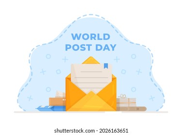 World Post Day or International Post Day vector background design with blue color for greeting,