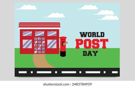 World Post Day. Post and letter box vector illustration. Suitable for templates, greeting cards, web, social media 