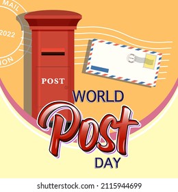 World Post Day logo with post box and envelope illustration