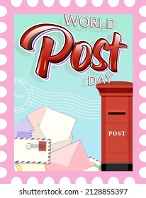 World Post Day logo with post box and envelope illustration