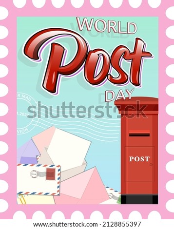 World Post Day logo with post box and envelope illustration