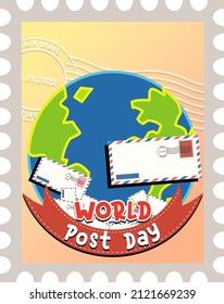 Logo des Weltposttages mit Erdkugel und Umschlaggrafik