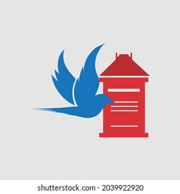 World Post Day logo illustration design on gray background