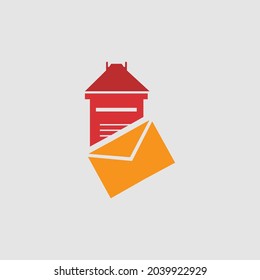 World Post Day logo illustration design on gray background