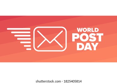 World Post Day. October 9. Holiday concept. Template for background, banner, card, poster with text inscription. Vector EPS10 illustration