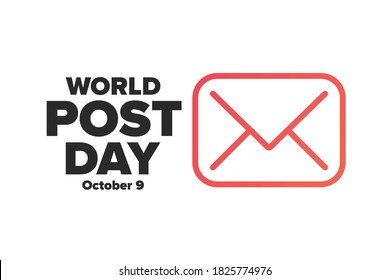 World Post Day. October 9. Holiday concept. Template for background, banner, card, poster with text inscription. Vector EPS10 illustration