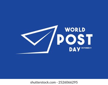 Día Mundial del Correo. 9 de octubre. Fondo azul. Eps 10