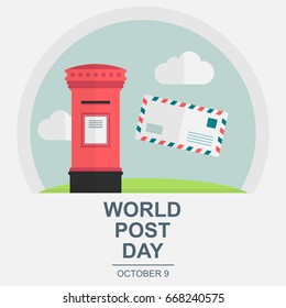 World Post Day, October 9. Conceptual design illustration vector for world post day with letter and postbox.
