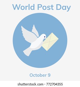 World Post Day, October 9. Conceptual design illustration vector for world post day with letter and post dove.
